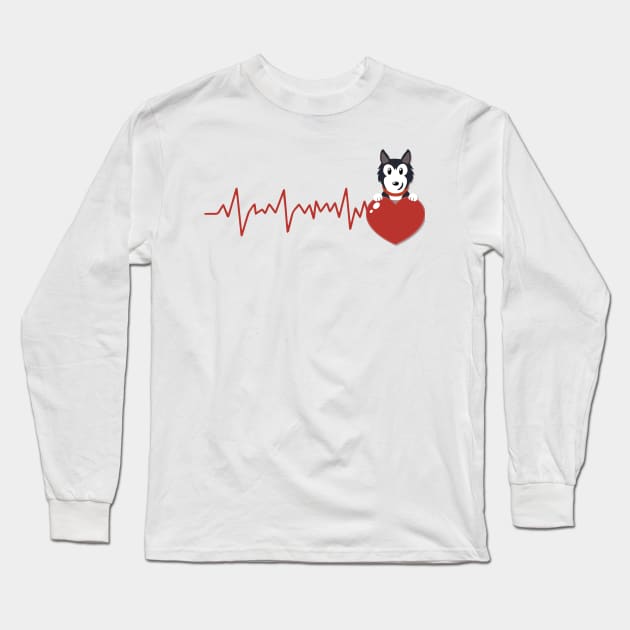 husky dog love Long Sleeve T-Shirt by youki